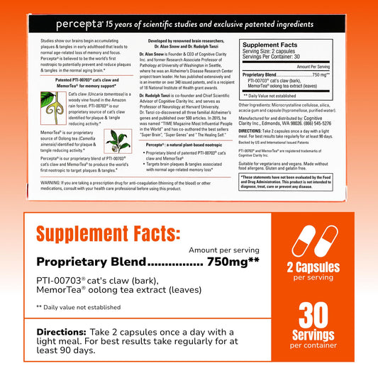 Percepta PTI00703 cat claw ingredient close up highlighting brain support potential