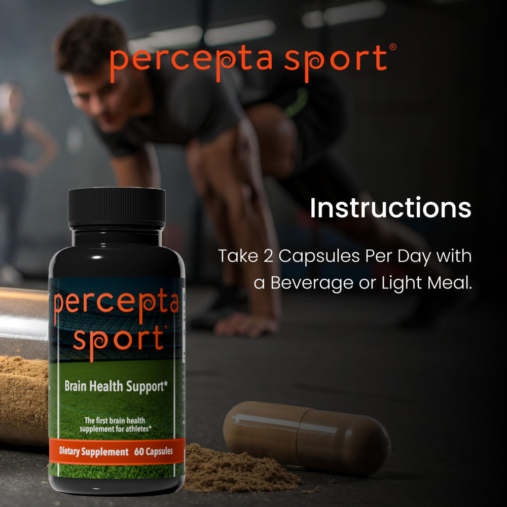 Percepta Sport packaging display suggests a ready-to-use athletic supplement stack