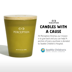 PERCEPTION AROMAS Bamboo Jasmine candle label close-up highlighting luxury fragrance