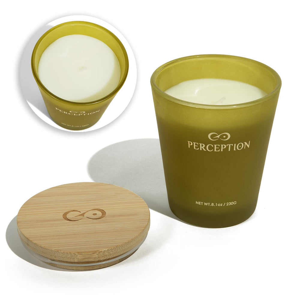 PERCEPTION AROMAS cotton wick close-up showing steady, even burn and quality design