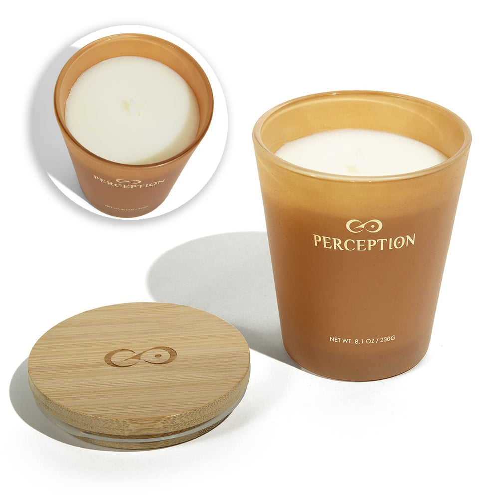PERCEPTION AROMAS Sandalwood Thyme close-up shows natural soy wax