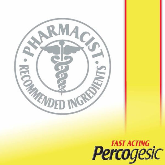 Percogesic Original Strength four-pack packaging front, value and convenience.