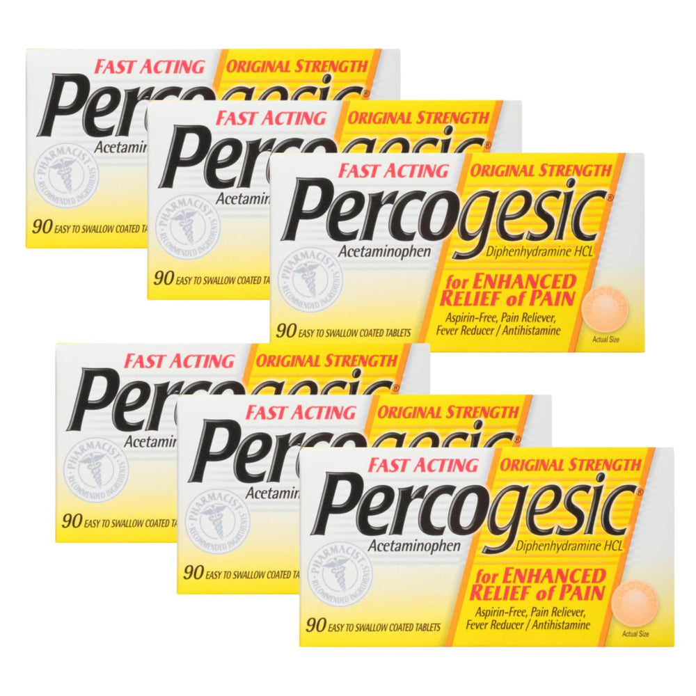 Percogesic Original Strength tablets on blister pack offer fast relief for headaches.