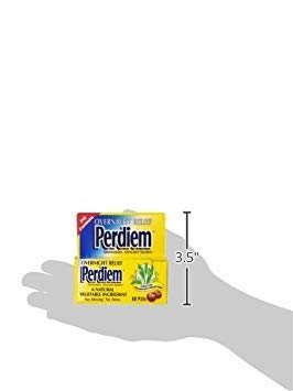 Perdiem tablets close-up showing gentle overnight action and natural ingredients.