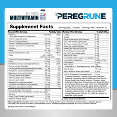 PEREGRUNE Runner Multivitamin bottle back view showing ingredients