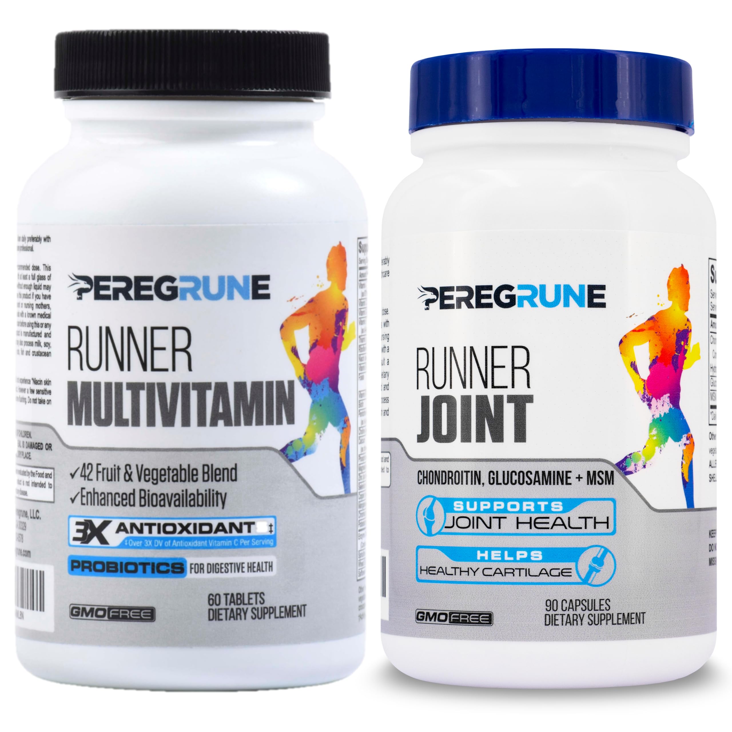 PEREGRUNE Runner Multivitamin bottle close-up highlighting energy-boosting B vitamins.