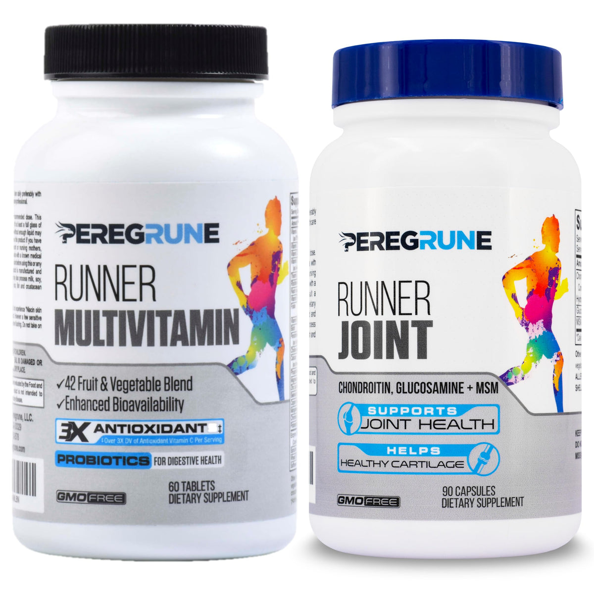 PEREGRUNE Runner Multivitamin bottle close-up highlighting energy-boosting B vitamins.