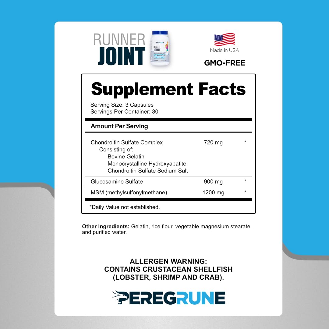PEREGRUNE Runner Multivitamin joint blend close-up for knee and cartilage support during training.