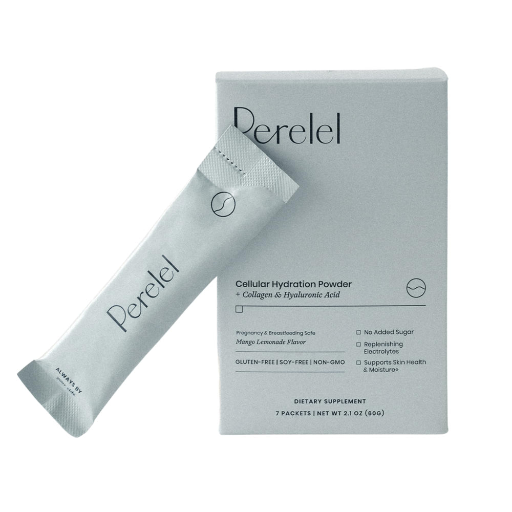 Perelel Hydration Powder packaging showing mango lemonade flavor for daily hydration