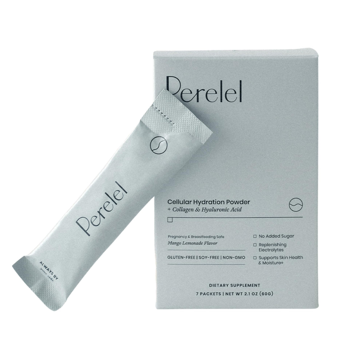 Perelel Hydration Powder packaging showing mango lemonade flavor for daily hydration