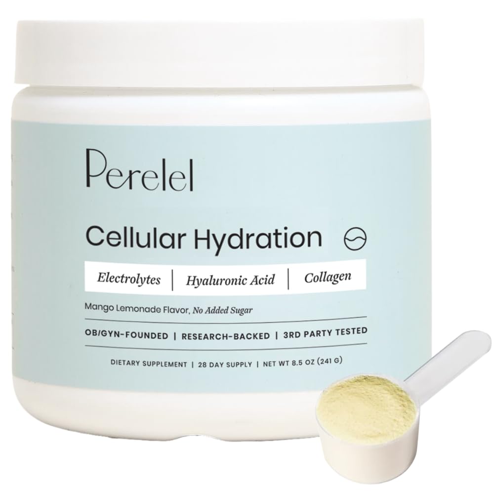 Perelel Hydration Support mango lemonade tub ready for daily hydration with a refreshing citrus flavor.