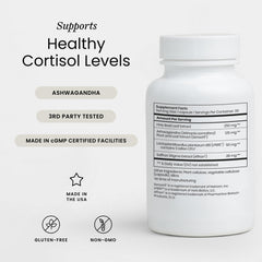 Perelel Stress Support box packaging shows gluten-free, non-GMO wellness formula.
