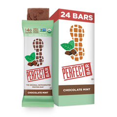 Perfect Bar Chocolate Mint Peanut Butter Bar pack—refrigerated protein snack for on-the-go fuel.