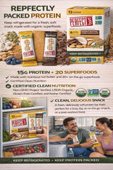 Perfect Bar gluten-free Non-GMO kosher label close-up emphasizes clean credentials.