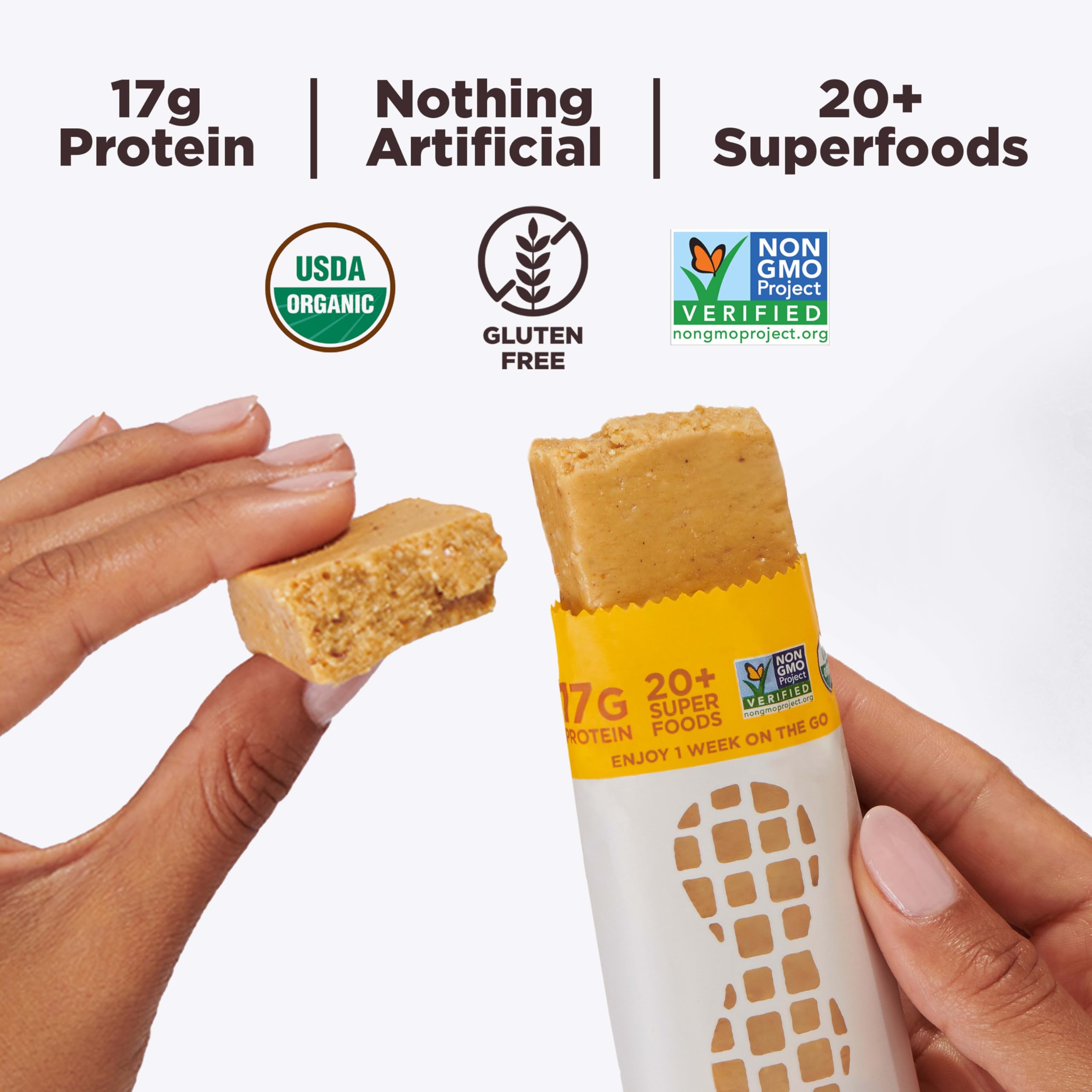 Perfect Bar gluten-free and non-GMO label highlighting clean ingredients.