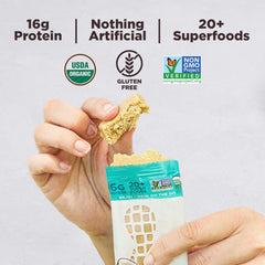 Perfect Bar Original real coconut pieces emphasize tropical flavor and texture