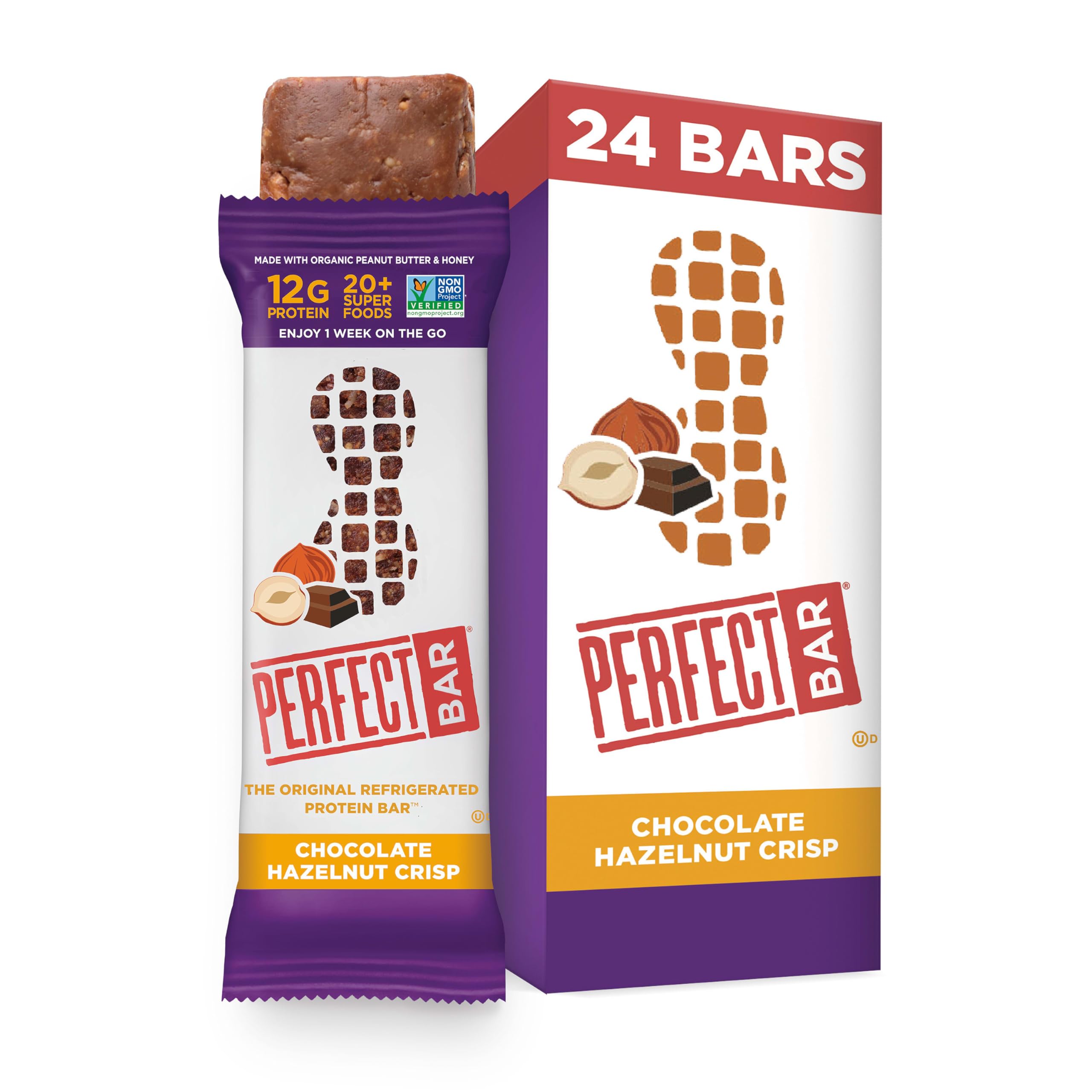 Perfect Bar Chocolate Hazelnut Crisp pack ready for fridge storage and grab-and-go protein