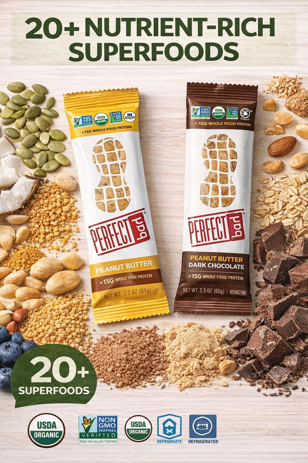 Perfect Bar refrigerated freshness scene emphasizes soft texture and premium taste.