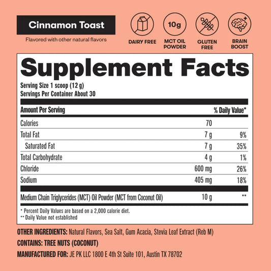 Scoop of Cinnamon Toast MCT powder in coffee for keto flavor