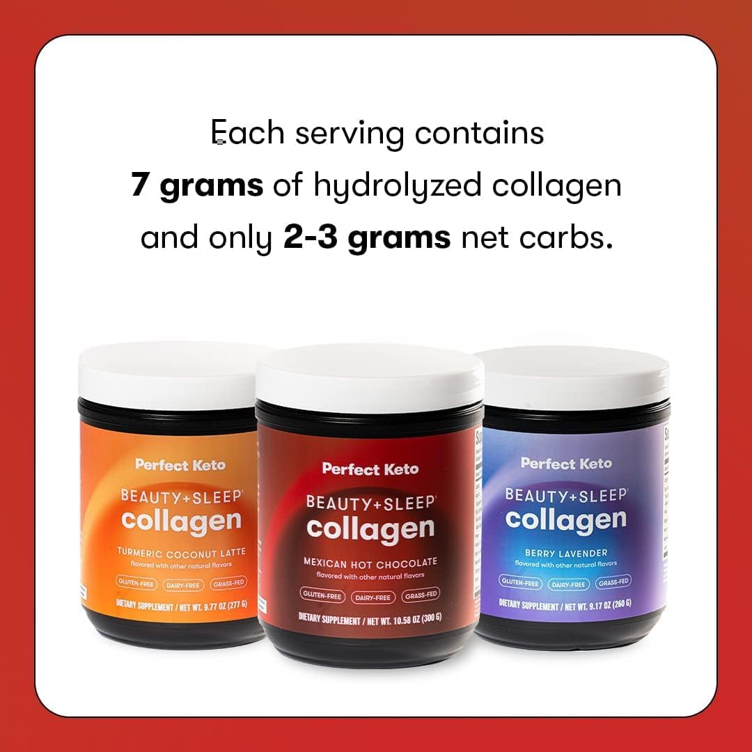 Closeup of Perfect Keto collagen ingredients emphasizing hyaluronic acid and biotin for skin support.