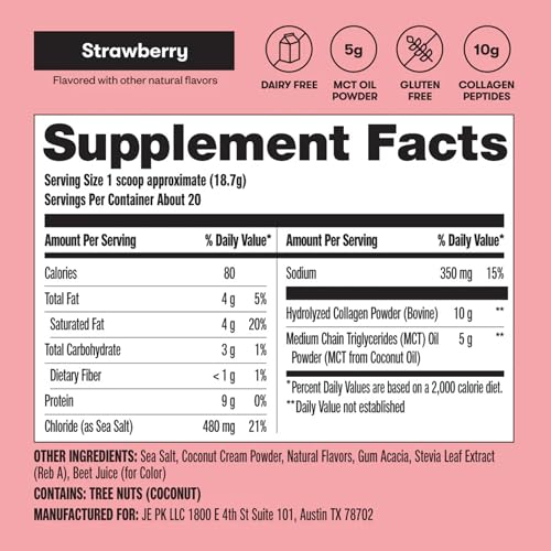 Perfect Keto Collagen Peptides strawberry flavor dessert-like option.