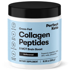 Perfect Keto collagen powder scoop ready for a quick protein boost