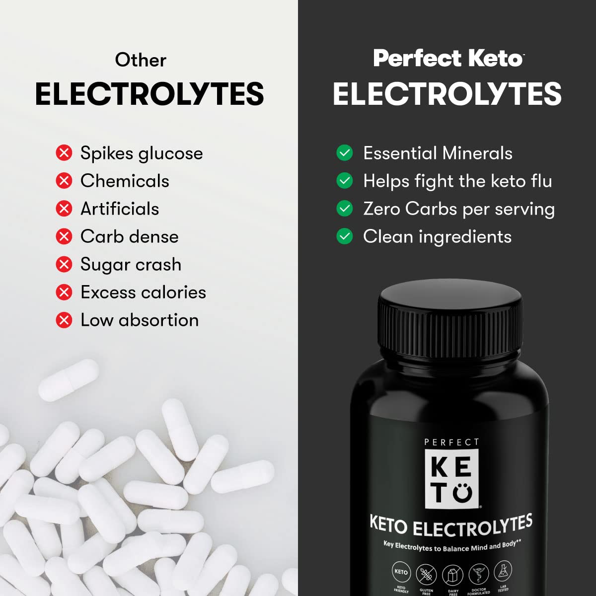 Capsules being poured into a glass for easy daily hydration.