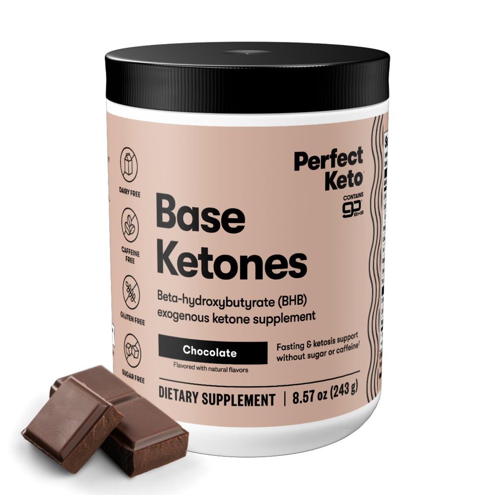 Perfect Keto Exogenous Ketones powder bottle for ketosis support and hydration.