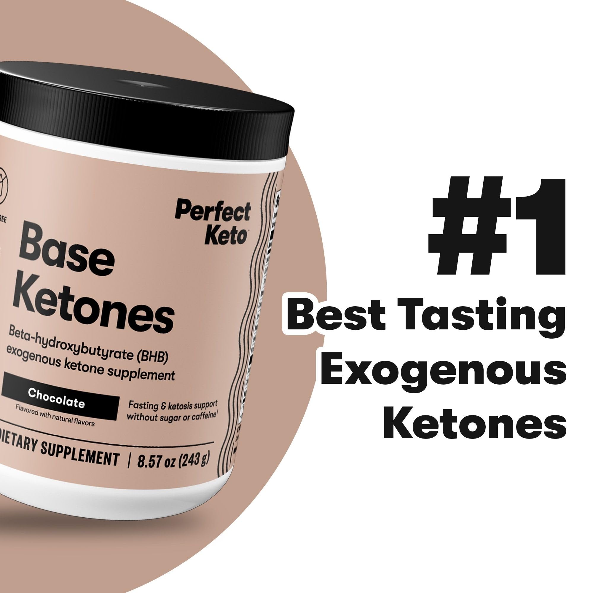 Perfect Keto Exogenous Ketones powder in coffee for caffeine-free energy support.