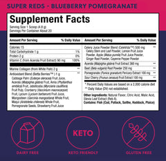 Close-up of Perfect Keto Super Reds fruit powder with berry-rich antioxidants for daily vitality