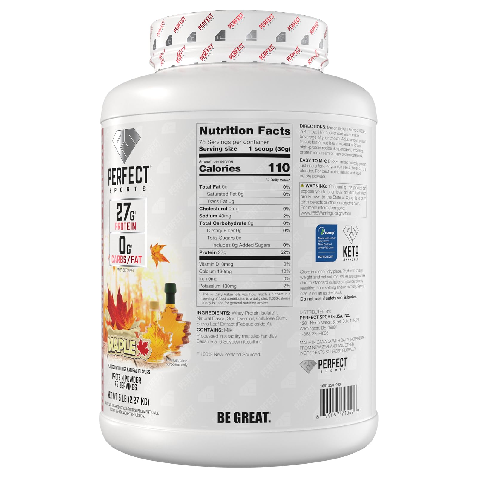 Canadian Maple flavor bottle and label suggest premium taste for post-workout shakes