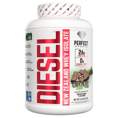 PERFECT SPORTS Diesel NZ Whey Protein Isolate bottle for post-workout recovery.