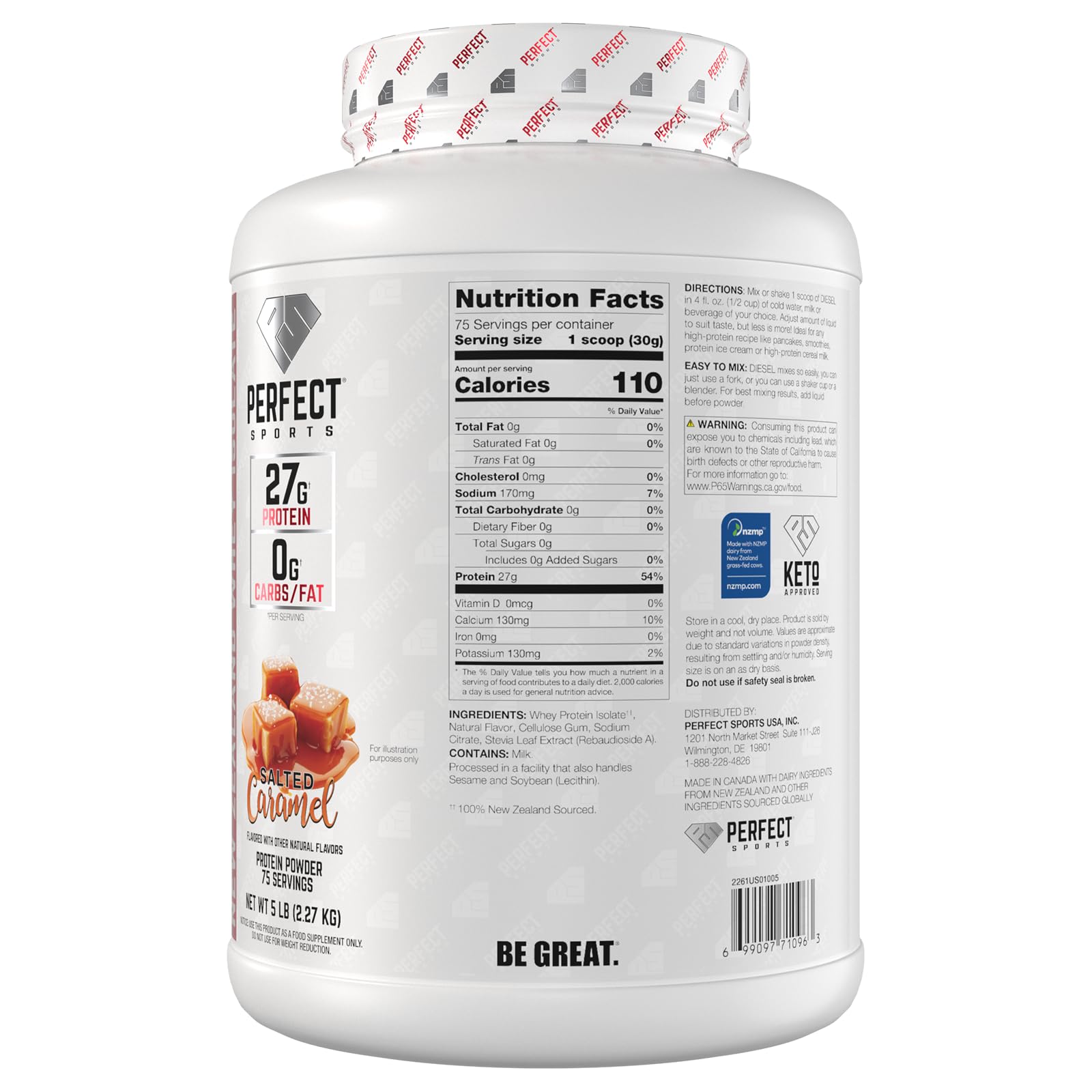 5-pound tub with scoop illustrates generous protein supply.