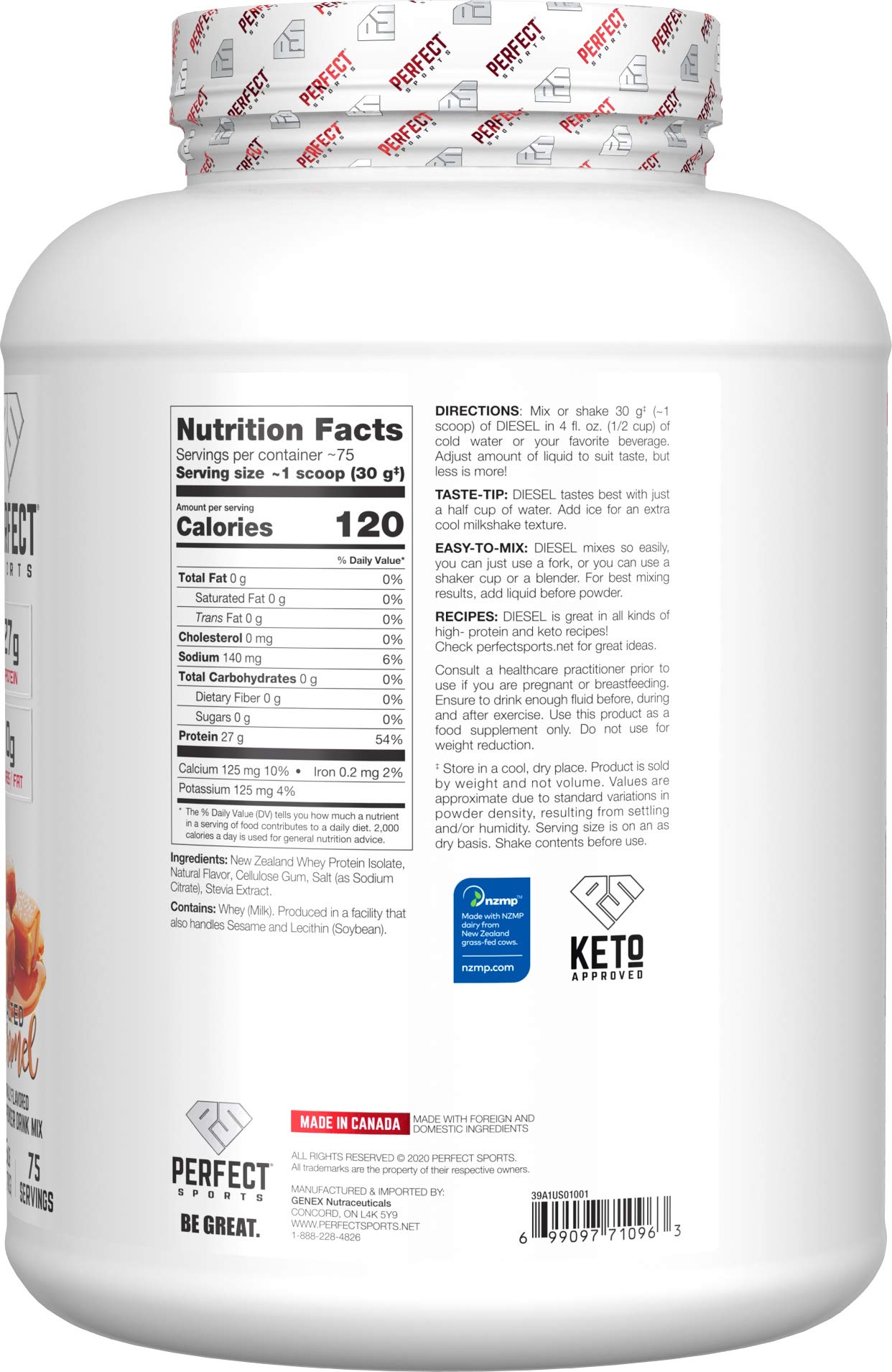 PERFECT SPORTS Diesel whey isolate pouring into shake after workouts