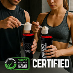 Diesel Whey Isolate Mocha Latte Cappuccino flavor on tub.