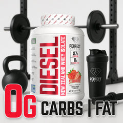 PERFECT SPORTS DIESEL poured shake with strawberry flavor