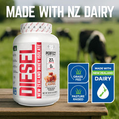Perfect Sports Diesel powder dispensed with spoon for quick, clump-free mixing.