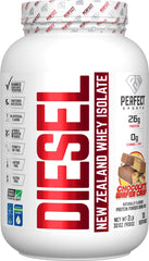 Perfect Sports Diesel whey protein isolate bottle in Chocolate Wafer Crisp flavor for post-workout recovery