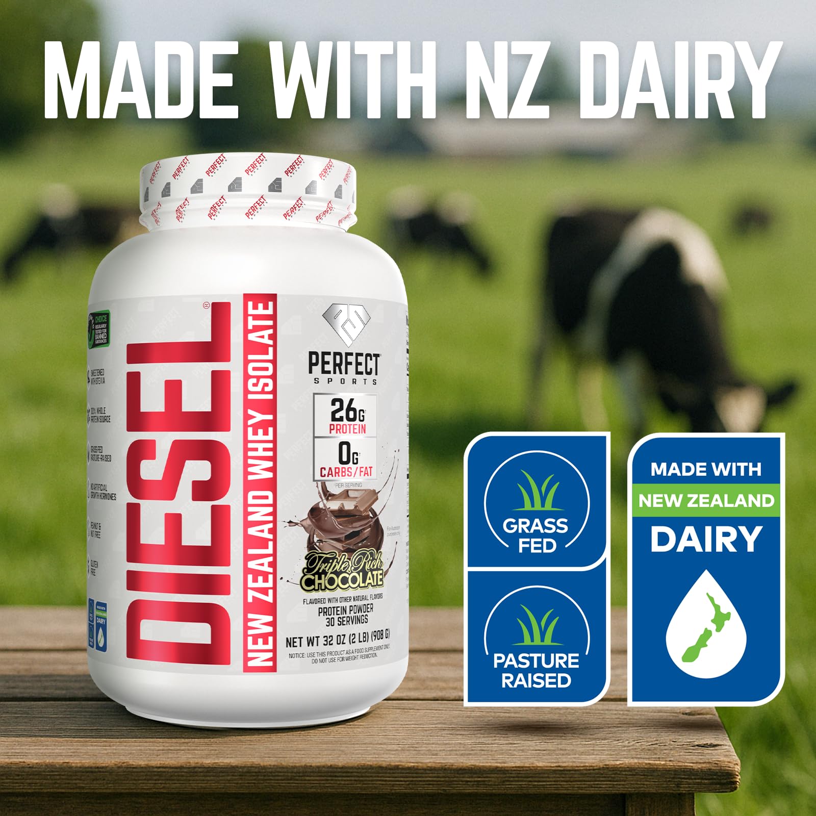 Perfect Sports Diesel whey protein shaker highlights easy mixing for smooth shakes.