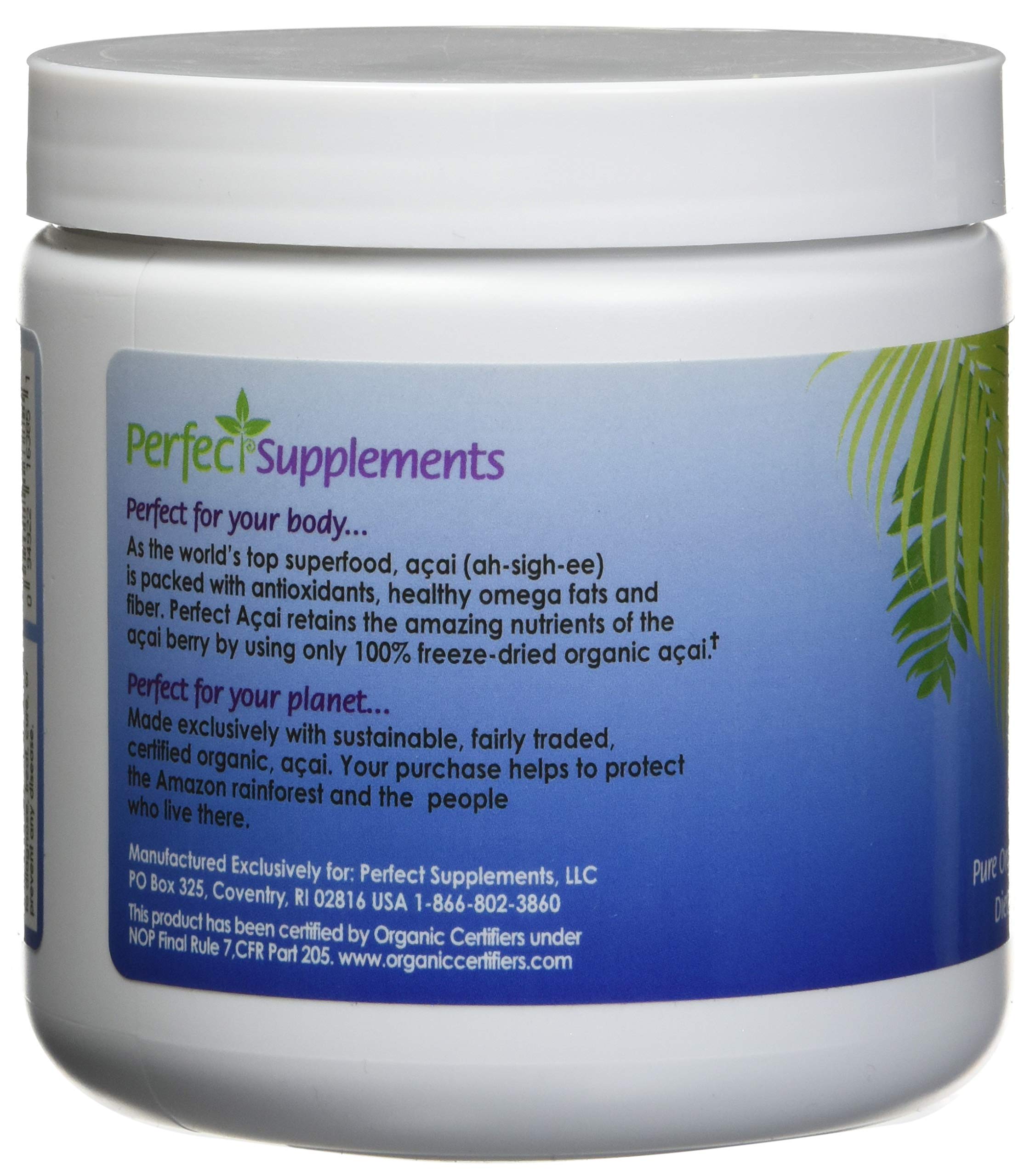 Packaging image of organic acai powder from Perfect Supplements