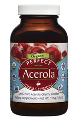 Perfect Supplements acerola powder bottle showcases a vibrant, antioxidant-rich superfood for daily immune support.