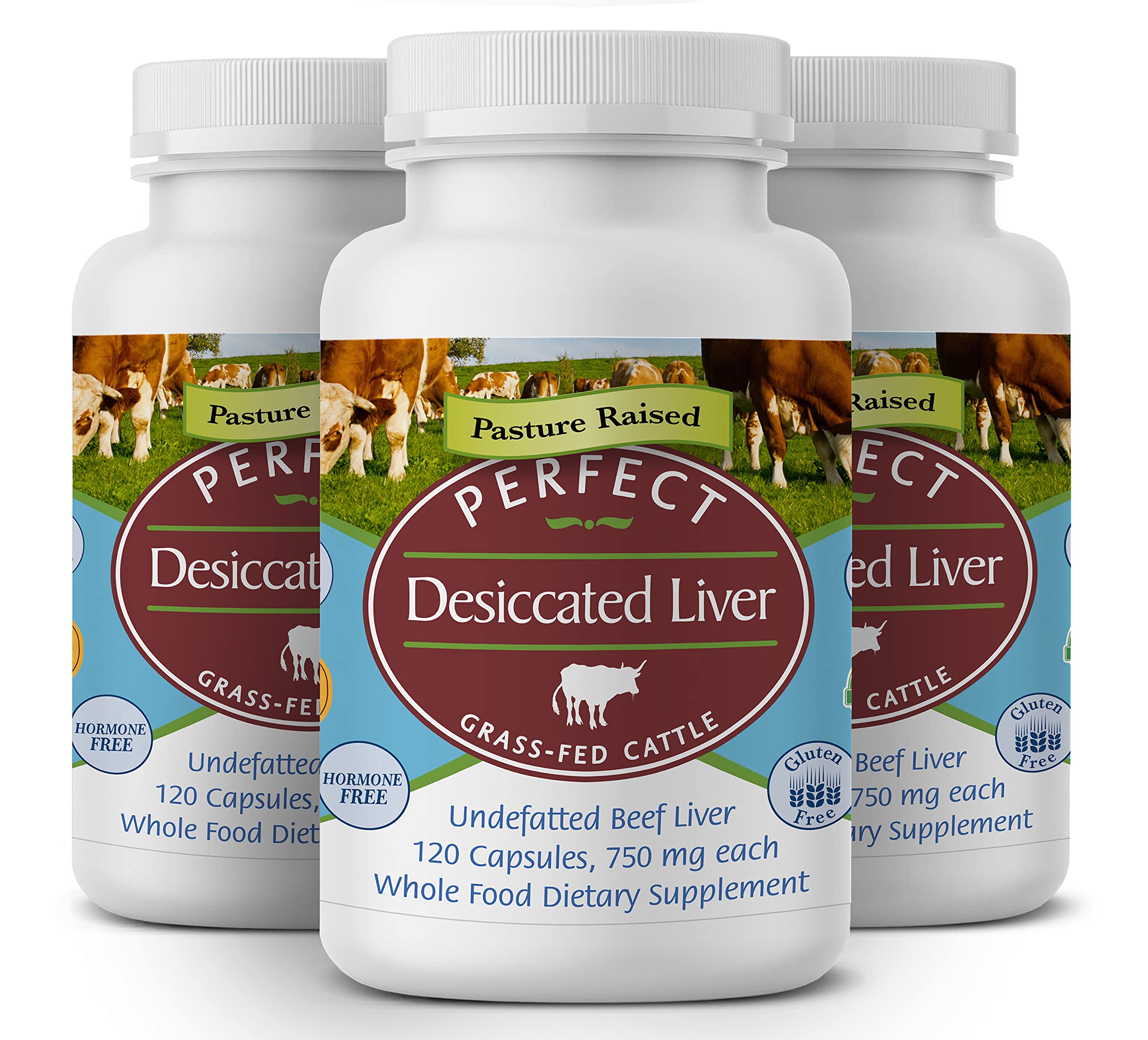 Perfect Supplements desiccated liver bottle highlights natural protein for daily energy.