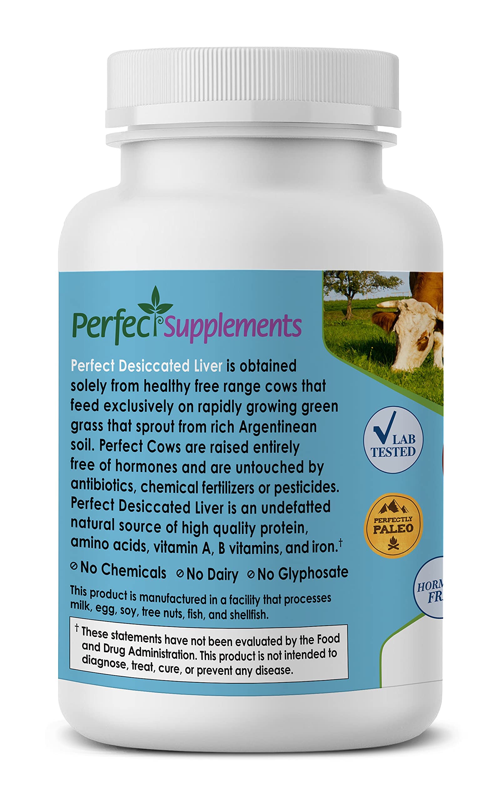 Perfect Supplements desiccated liver capsules in hand demonstrate convenient protein source.