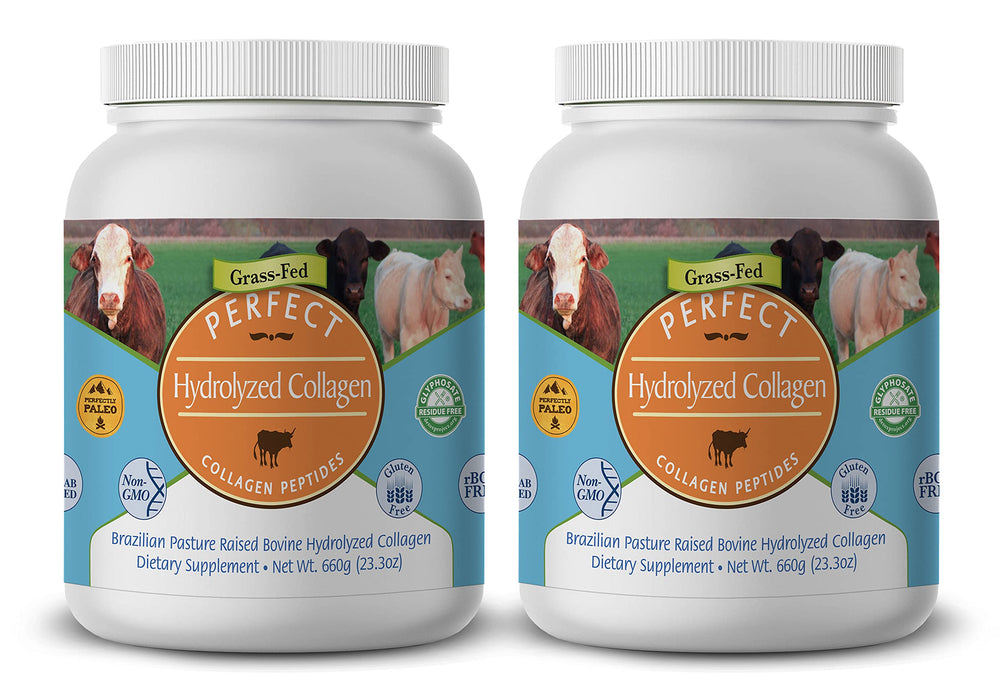 Perfect Supplements hydrolyzed collagen bottle showing 660g size for skin and joints