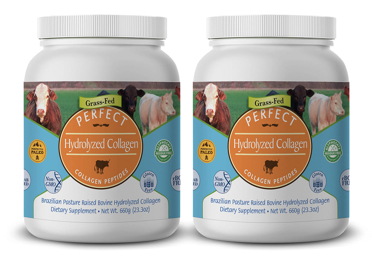 Perfect Supplements hydrolyzed collagen bottle showing 660g size for skin and joints