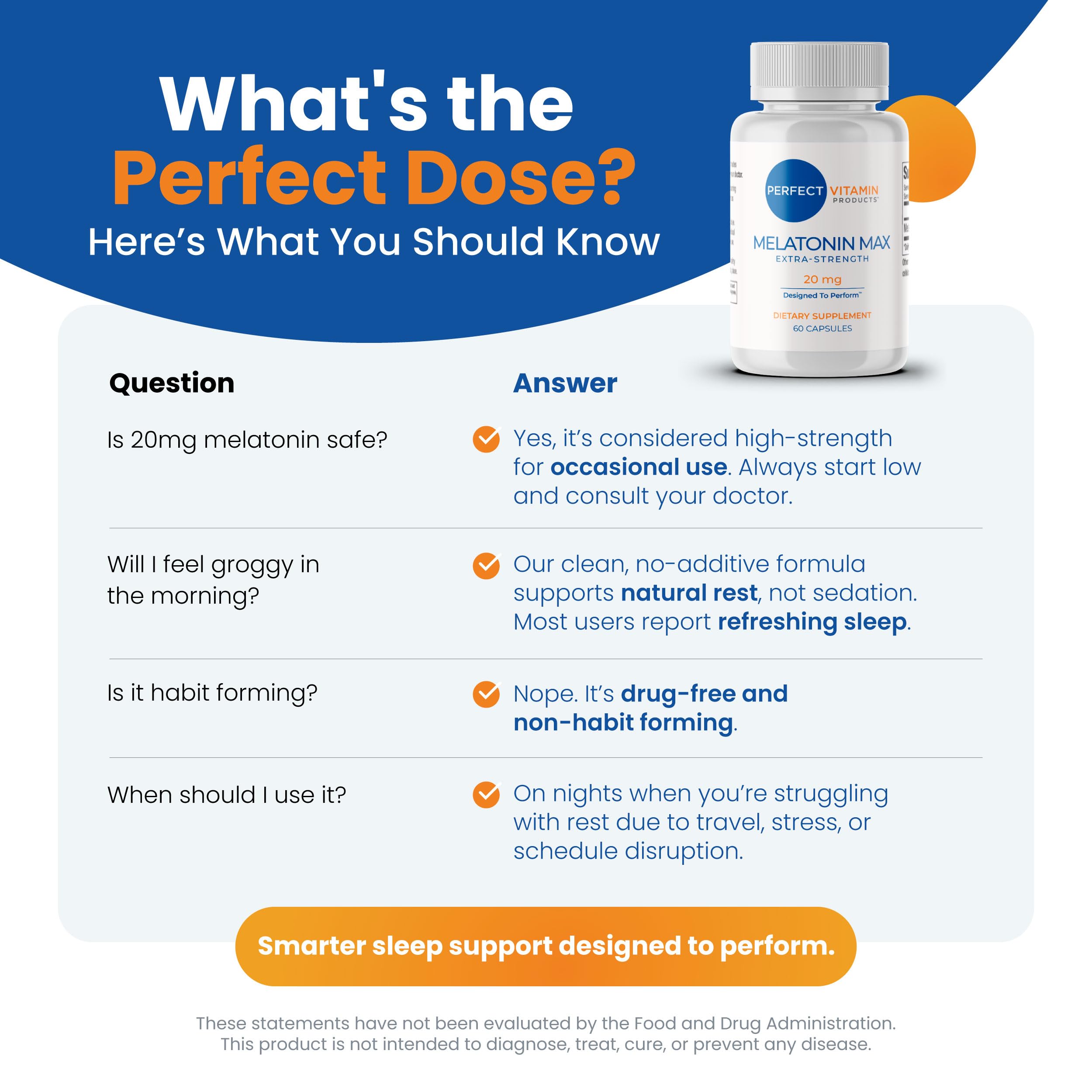 Perfect Vitamin Products USA-made seal indicating quality control.