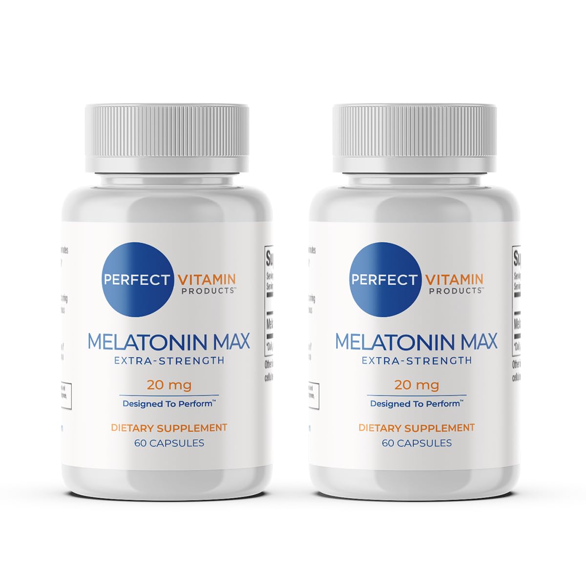 Perfect Vitamin Products melatonin 20mg bottle front view for sleep support.