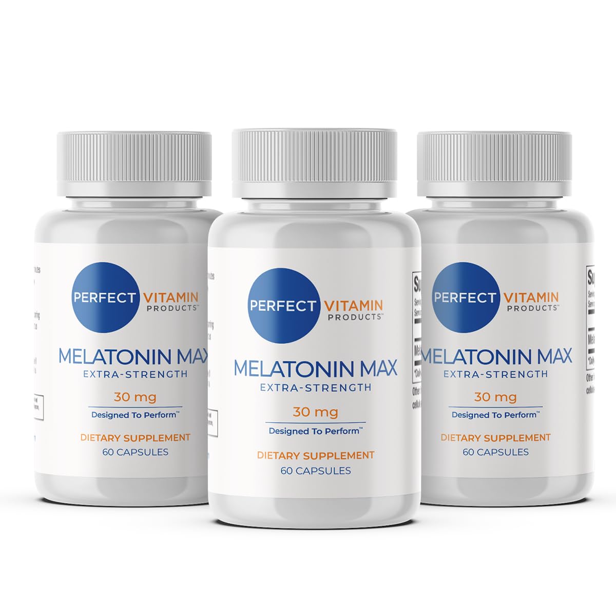 Perfect Vitamin Products melatonin 30mg bottle for a consistent nightly routine.