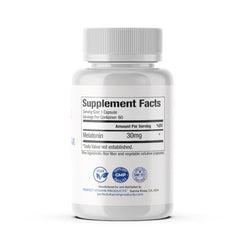Perfect Vitamin Products melatonin 30mg US-made stamp signals domestic production.