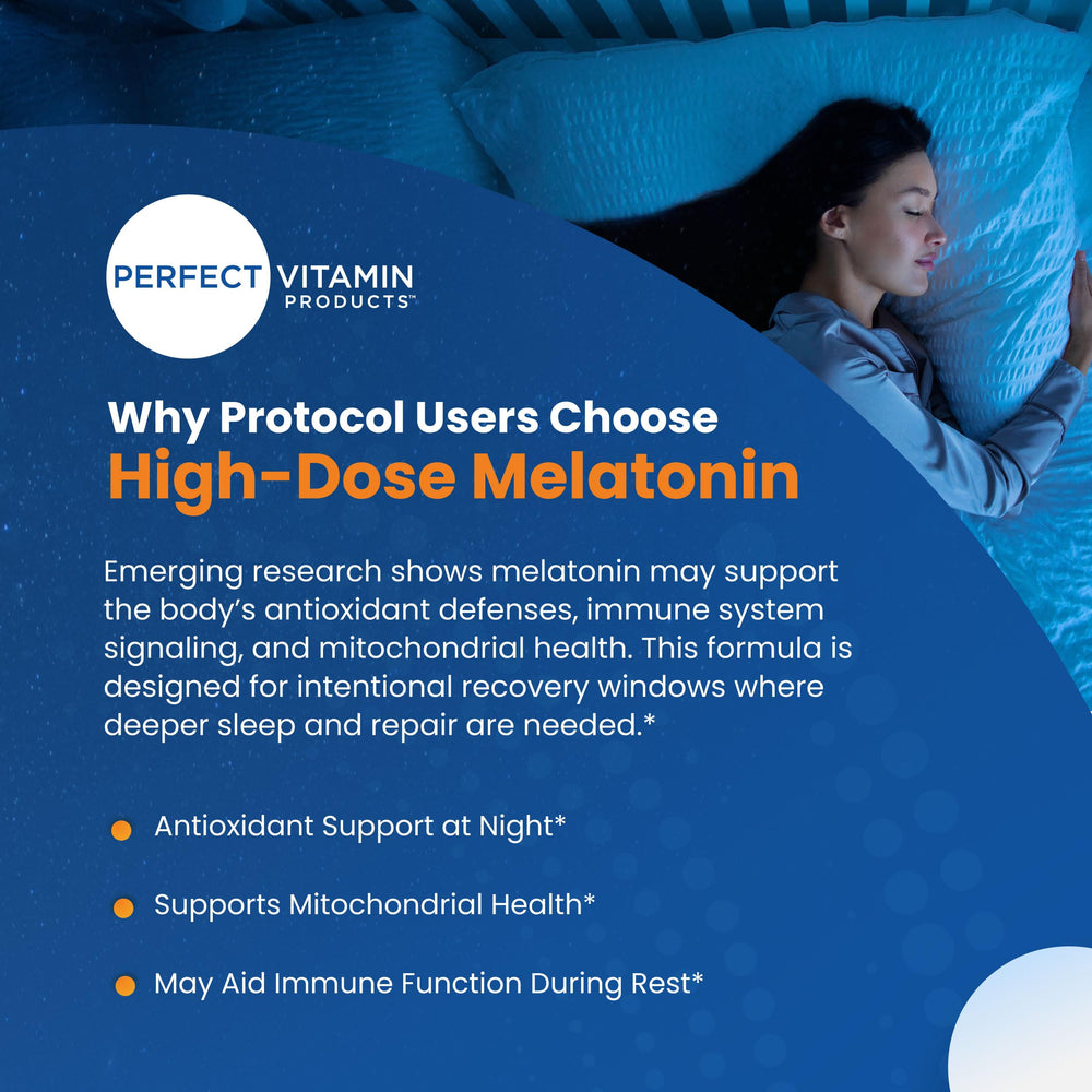 Perfect Vitamin Products Melatonin MAX nighttime routine visual for easy habit